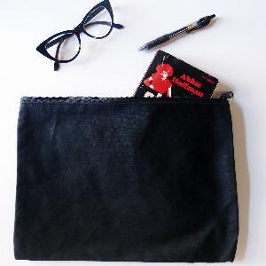 Black Recycled Canvas Zipper Bag 13x9.5 - 13" W x 9.50" H 