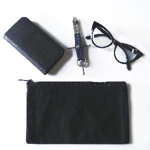 Black Recycled Canvas Zipper Bag  9.25x5 - 9.25" W x 5" H 