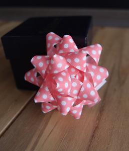 Pink with White Dots  2" Star Bows - 2" Star Bows