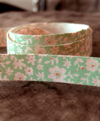 Green Floral Printed Cotton Ribbon
