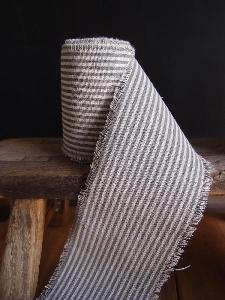 Pewter Gray Striped Linen Ribbon - Linen Ribbon