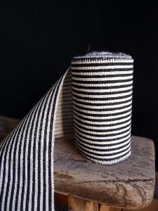 Black Striped Linen Ribbon - Striped Linen Ribbon