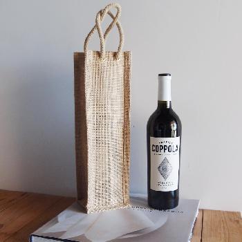 Natural Jute Wine Bag - 4" x 4" x 14"