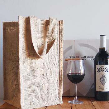 Wine Bag Burlap Four Bottle Wine Bags, 8x8x14 - 8" x 8" x 14"